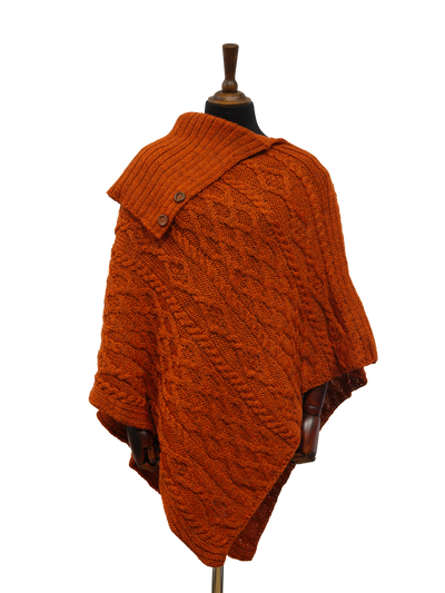 Long Neck Poncho Burnt Orange