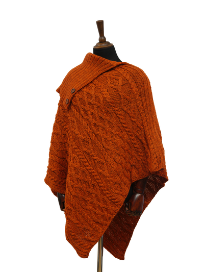 Long Neck Poncho Burnt Orange