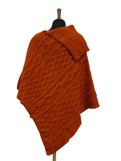 Long Neck Poncho Burnt Orange