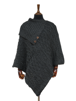Long Neck Poncho Charcoal