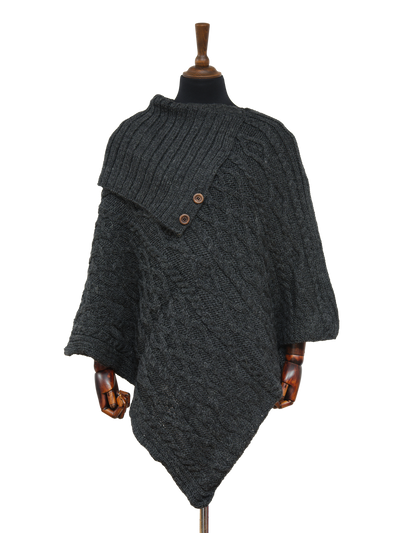 Long Neck Poncho Charcoal