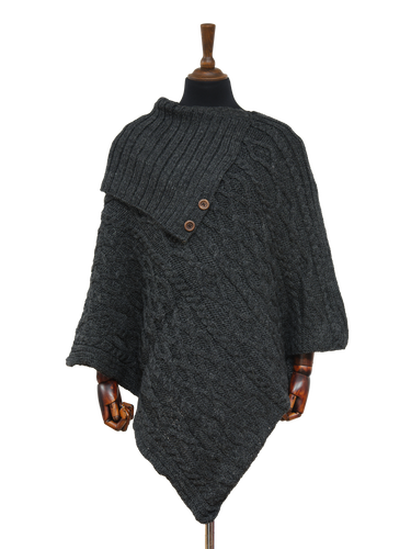 Long Neck Poncho - Charcoal