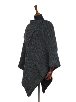 Long Neck Poncho Charcoal