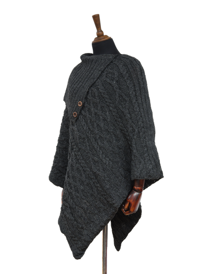 Long Neck Poncho Charcoal