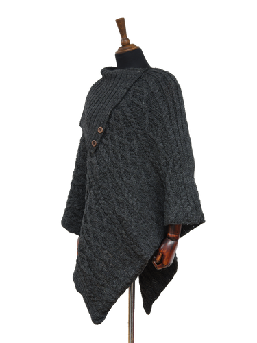 Long Neck Poncho - Charcoal