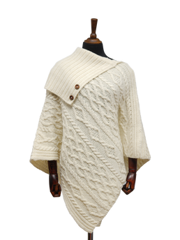 Long Neck Poncho Ecru