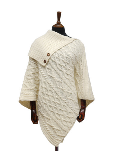 Long Neck Poncho - Ecru