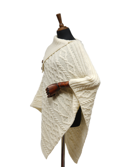 Long Neck Poncho Ecru