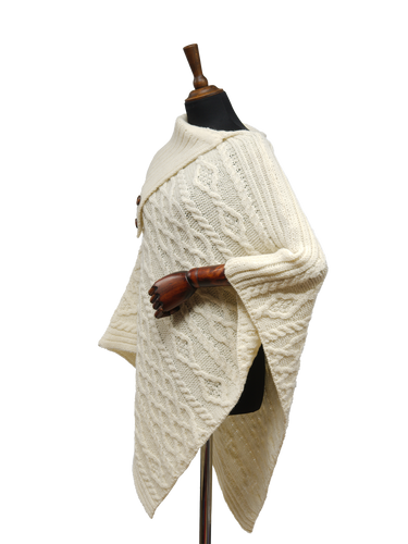 Long Neck Poncho - Ecru