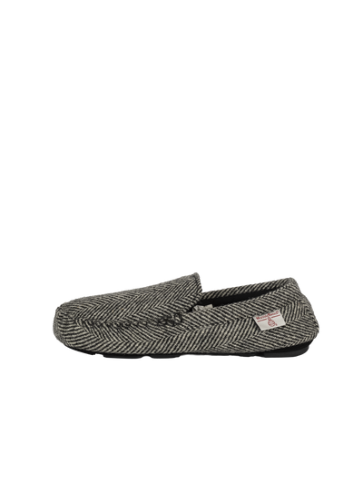 Harris Tweed Louis Moccasins - Black/White Herringbone