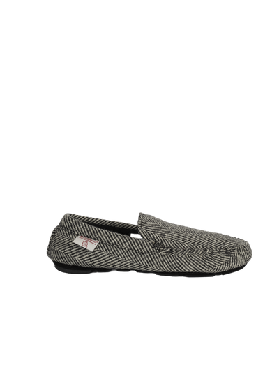 Harris Tweed Louis Moccasins - Black/White Herringbone