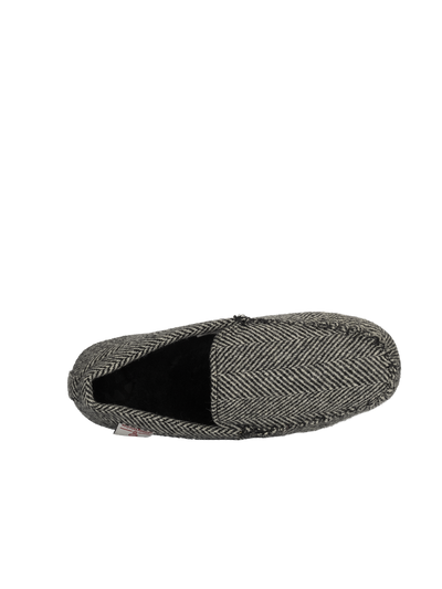 Harris Tweed Louis Moccasins - Black/White Herringbone