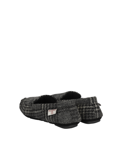 Harris Tweed Louis Moccasins - Grey/Black Tartan Check