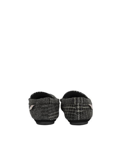 Harris Tweed Louis Moccasins - Grey/Black Tartan Check