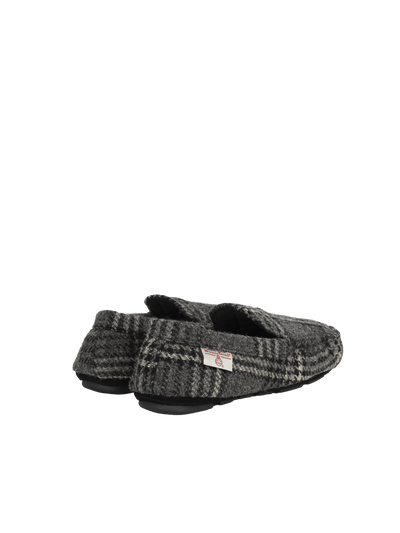 Harris Tweed Louis Moccasins - Grey/Black Tartan Check