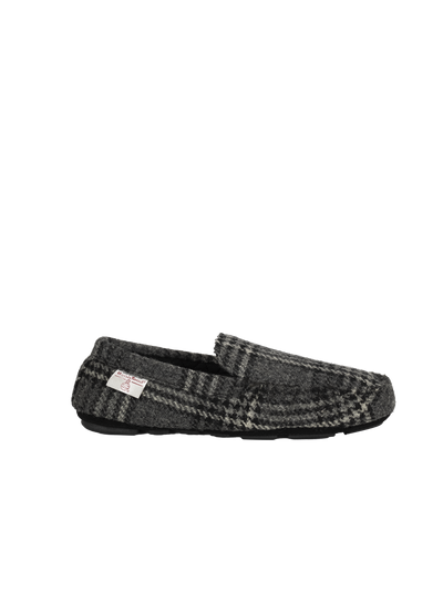 Harris Tweed Louis Moccasins - Grey/Black Tartan Check
