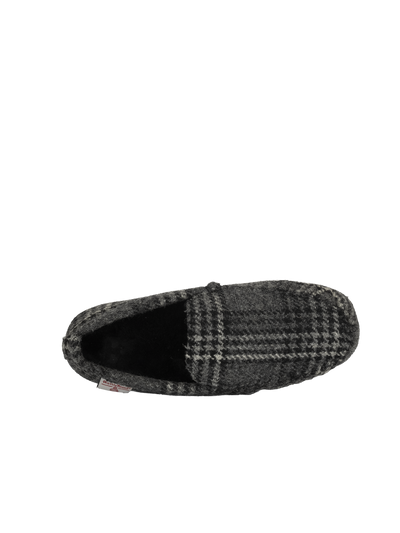Harris Tweed Louis Moccasins - Grey/Black Tartan Check