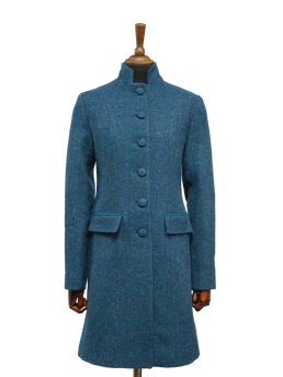 Harris Tweed Lucy Coat Blue Mix Herringbone