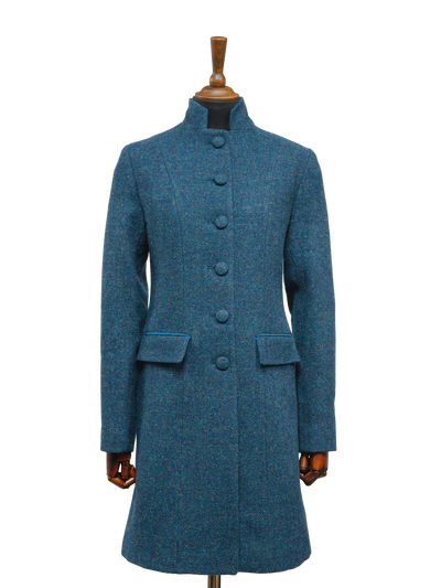 Harris Tweed Lucy Coat - Blue Mix Herringbone