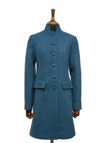 Harris Tweed Lucy Coat - Blue Mix Herringbone