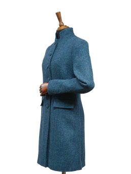 Harris Tweed Lucy Coat Blue Mix Herringbone