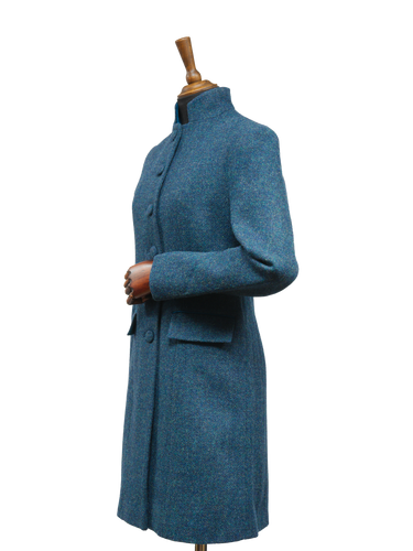 Harris Tweed Lucy Coat - Blue Mix Herringbone
