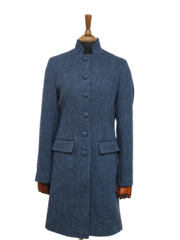 Harris Tweed Lucy Coat Navy Herringbone