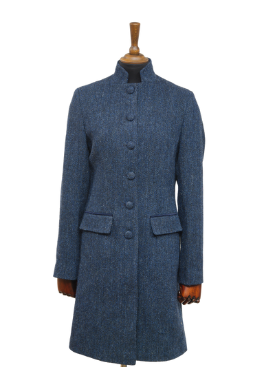 Harris Tweed Lucy Coat Navy Herringbone