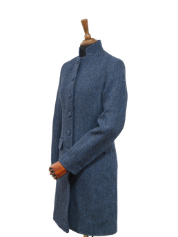 Harris Tweed Lucy Coat Navy Herringbone