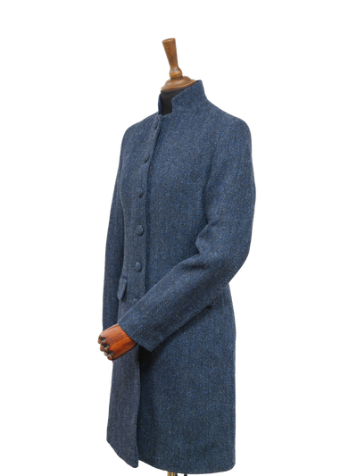 Harris Tweed Lucy Coat Navy Herringbone