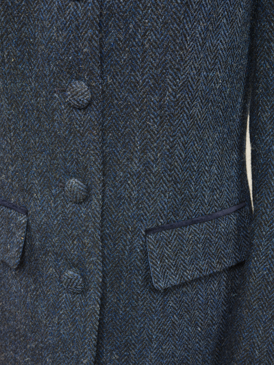Harris Tweed Lucy Coat Navy Herringbone
