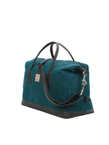 Harris Tweed Luggage Bag 334 (Black Leather)