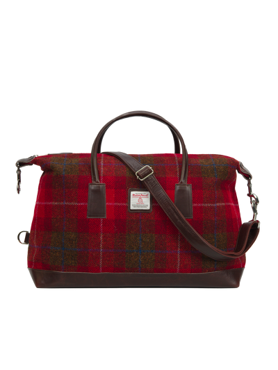 Harris Tweed Luggage Bag A001 (Brown Leather)