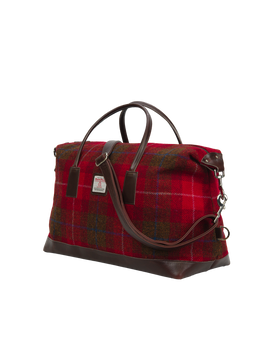 Harris Tweed Luggage Bag A001 (Brown Leather)