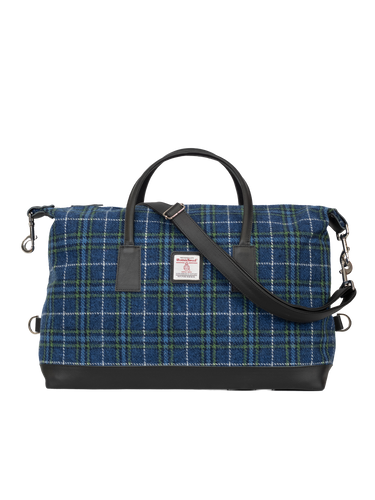 Harris Tweed Luggage Bag - A0169 (Black Leather)