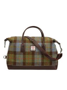 Harris Tweed Luggage Bag A017 (Brown Leather)
