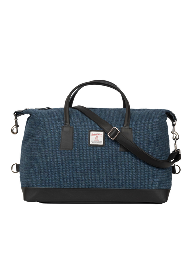 Harris Tweed Luggage Bag - A0197 (Black Leather)