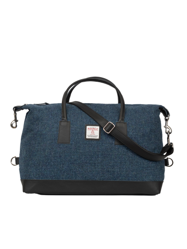 Harris Tweed Luggage Bag - A0197 (Black Leather)
