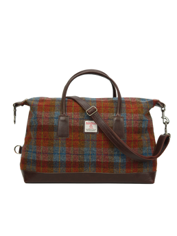 Harris Tweed Luggage Bag A0212 (Brown Leather)