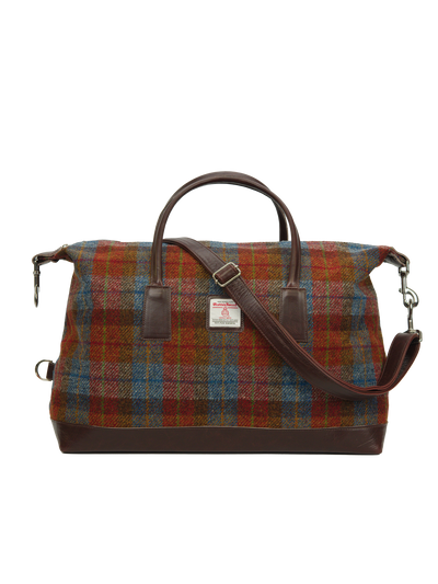 Harris Tweed Luggage Bag A0212 (Brown Leather)