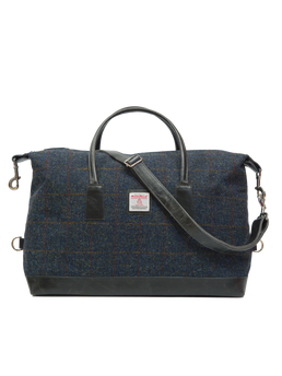 Harris Tweed Luggage Bag - A0239 (Black Leather)