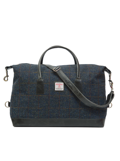 Harris Tweed Luggage Bag - A0239 (Black Leather)