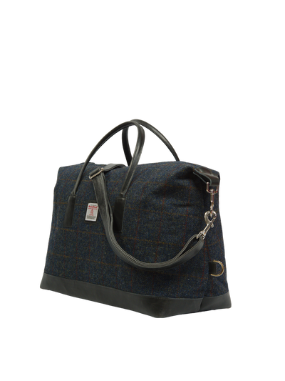 Harris Tweed Luggage Bag - A0239 (Black Leather)