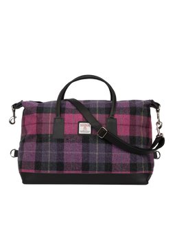 Harris Tweed Luggage Bag - A0257 (Black Leather)