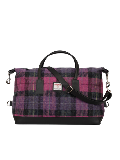 Harris Tweed Luggage Bag - A0257 (Black Leather)