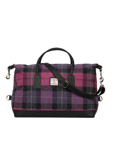 Harris Tweed Luggage Bag - A0257 (Black Leather)