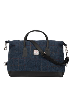 Harris Tweed Luggage Bag - A0260 (Black Leather)
