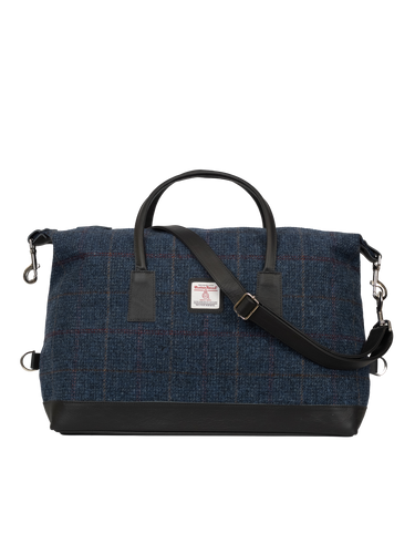 Harris Tweed Luggage Bag - A0260 (Black Leather)