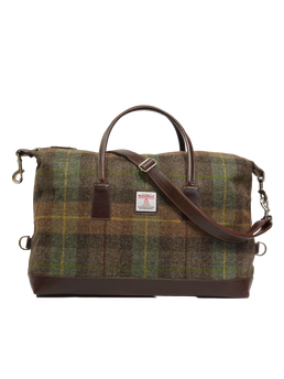 Harris Tweed Luggage Bag - A086 (Brown Leather)