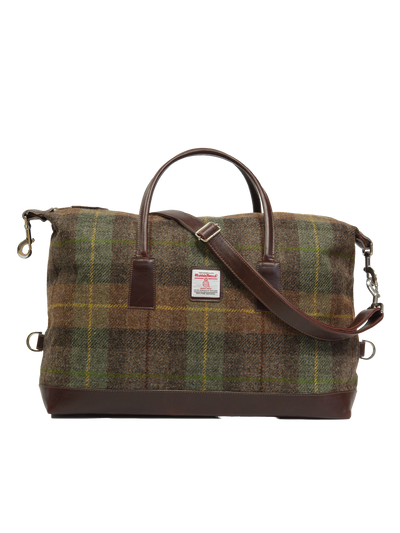 Harris Tweed Luggage Bag - A086 (Brown Leather)